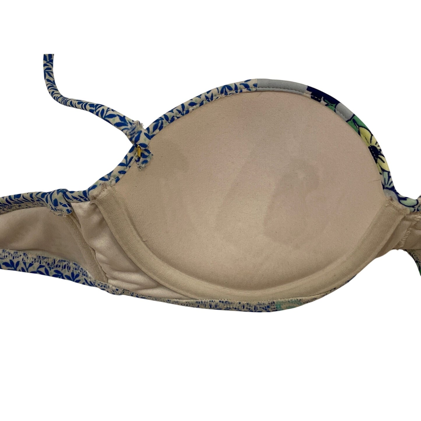 Victoria Victoria's Secret Blue Floral Halter Swimsuit Bikini Top Size 34 B EUC