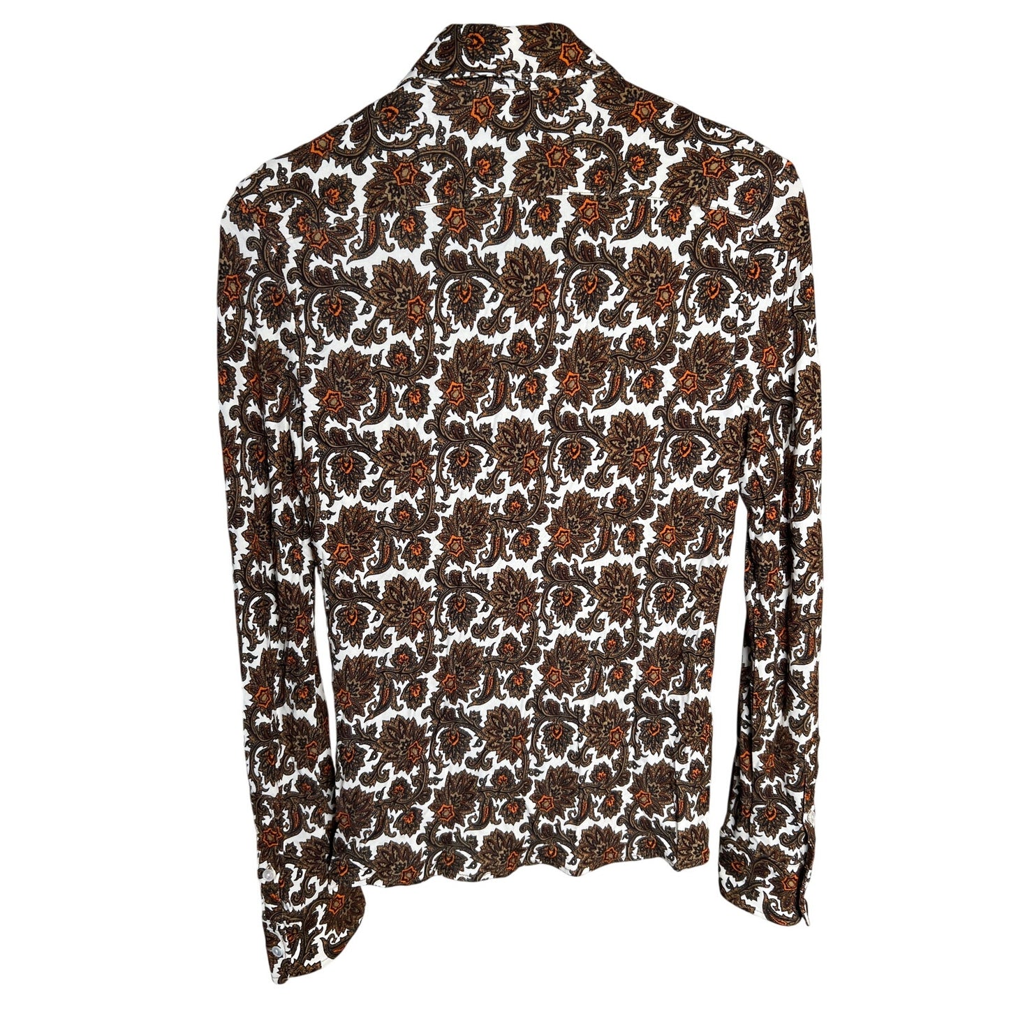 Nili Lotan Small Button Down Tapestry Paisley Boho Chic Shirt