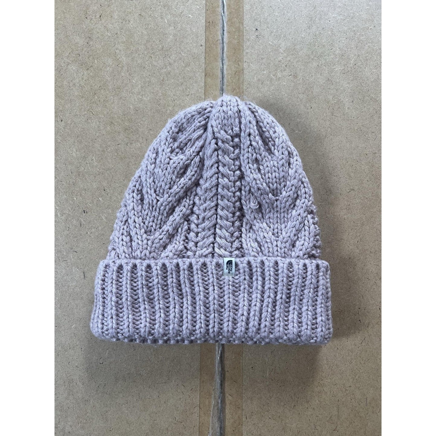 The North Face Beanie Womens One Size Pink Knit Cable Cuffed Logo Winter