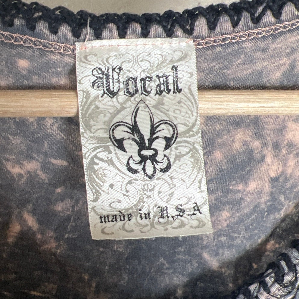 Y2K Vocal Made In USA Grunge Rhinestone Women Faded Wash Tank