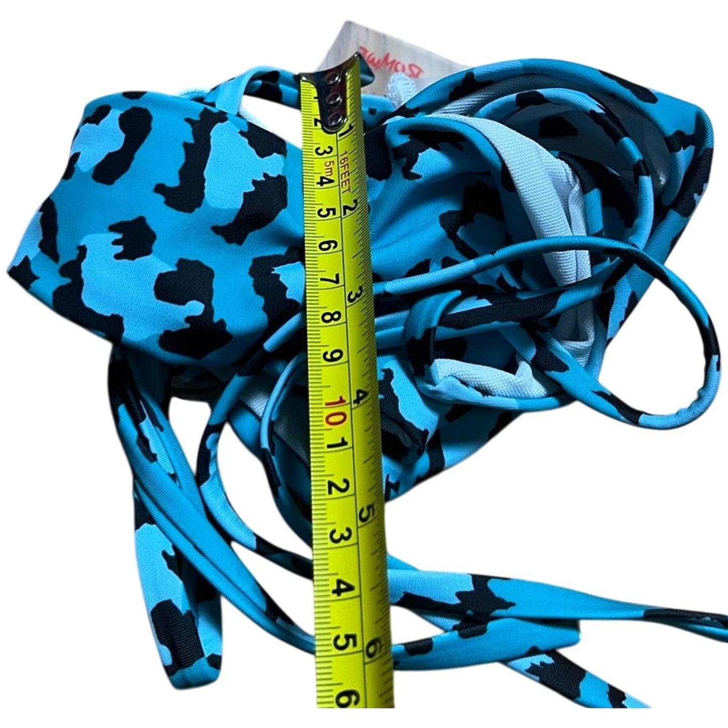 Brand New Romwe Blue Cheetah Print Bikini Set Swim Top and Bottom Size L