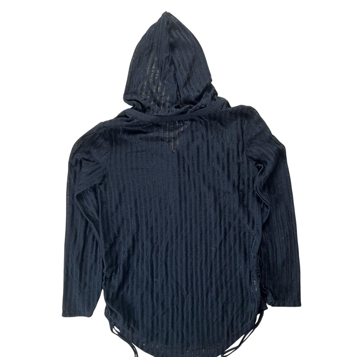 Billabong Sweater Womens L Black Hooded Sheer Striped Henley Lightweight