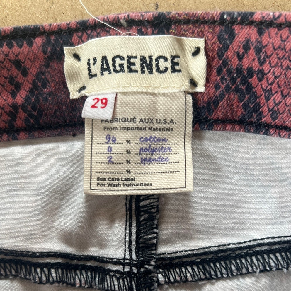 L'agence Margot High-Rise Ankle Skinny Coated Python-Print Jeans 29
