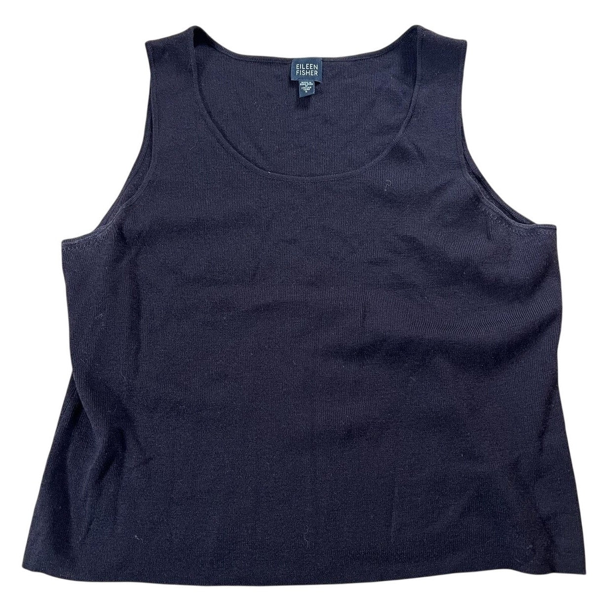 Eileen Fisher Vest Womens L Brown Sleeveless Scoop Neck Wool Knit Lightweight