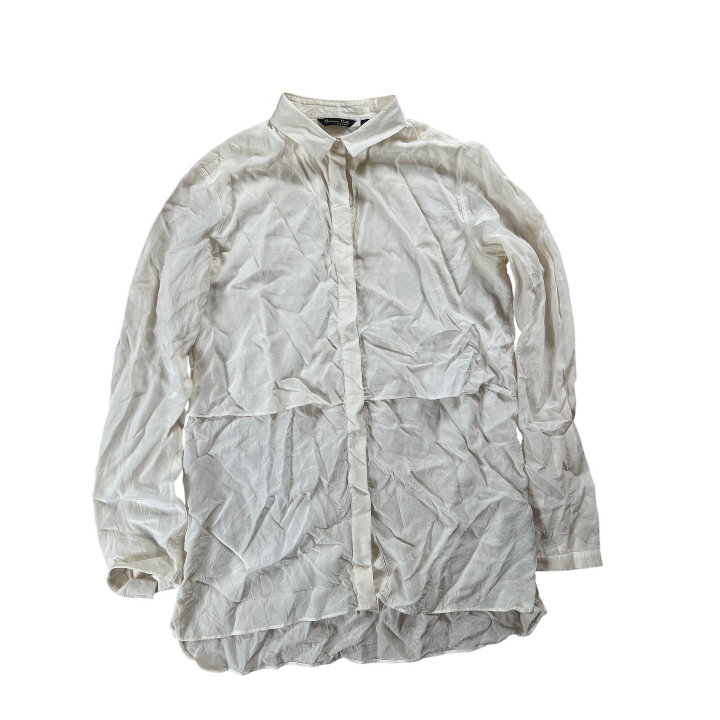 Massimo Dutti White Women Long-Sleeve Button-Up Size 4