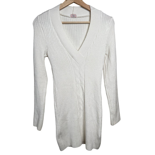 Hepa USA V-neck White Stretch Dress *Dimensions In Pictures*