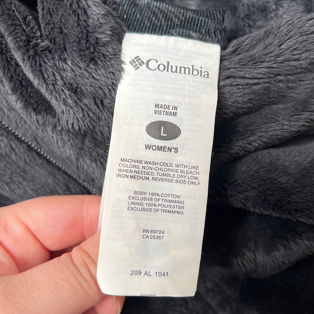 Columbia Women's Reversible Plush/Corduroy Pinecone Pattern Vest Black Large