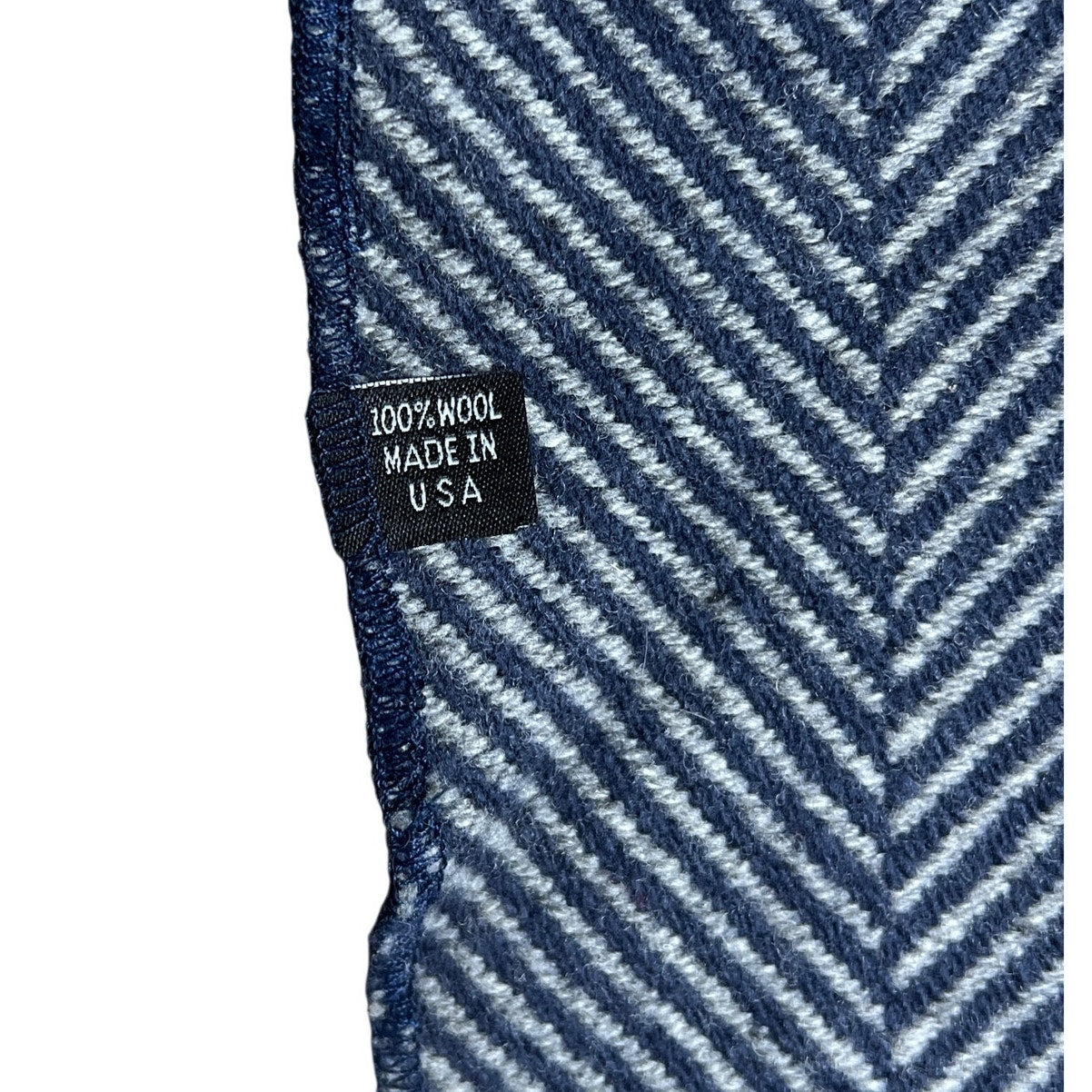 Faribult Woolen Mill Blue/White Stripes 100% Wool Scarf
