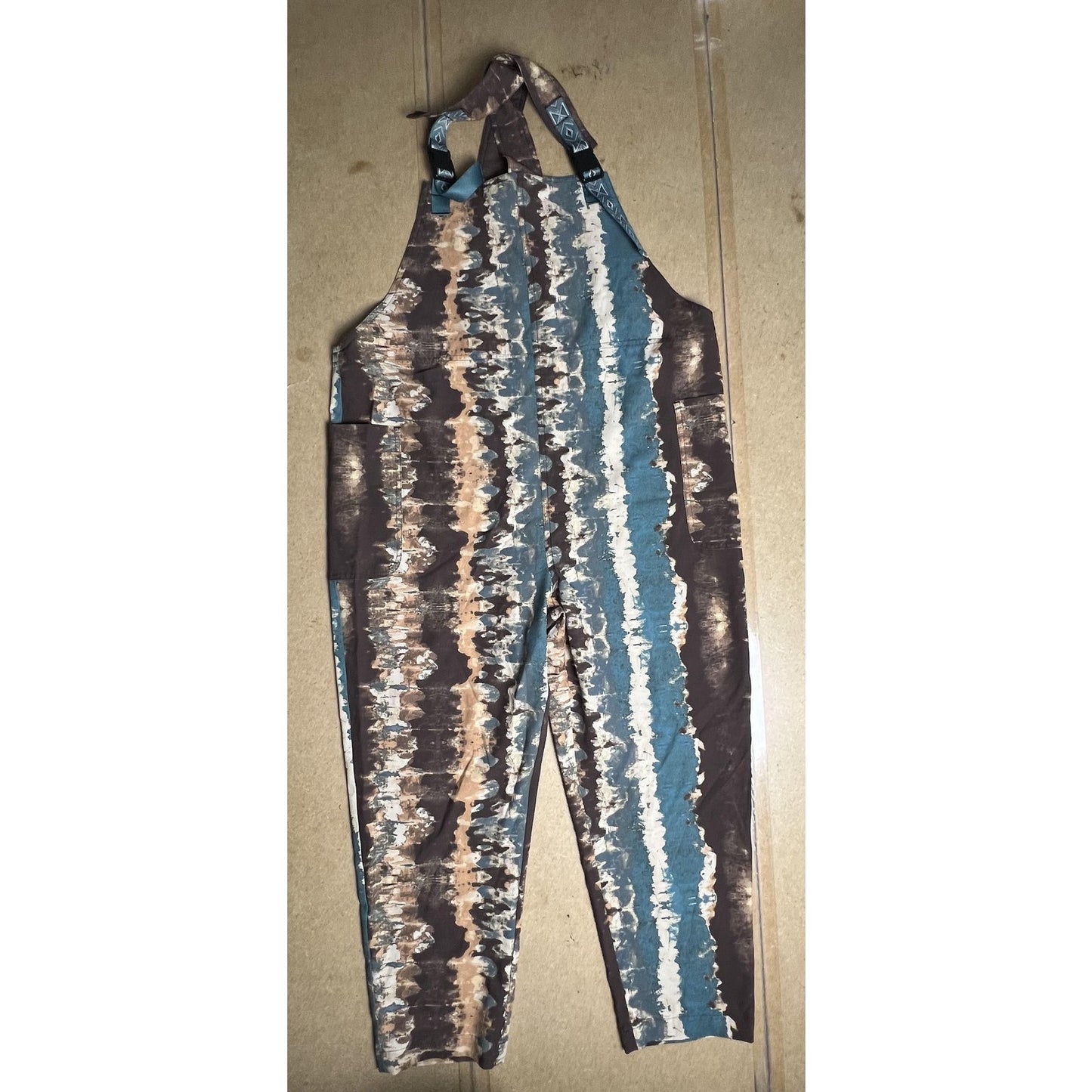 KAVU Overalls Mens XL Brown Canvas Bib Adjustable Strap Outdoor Workwear