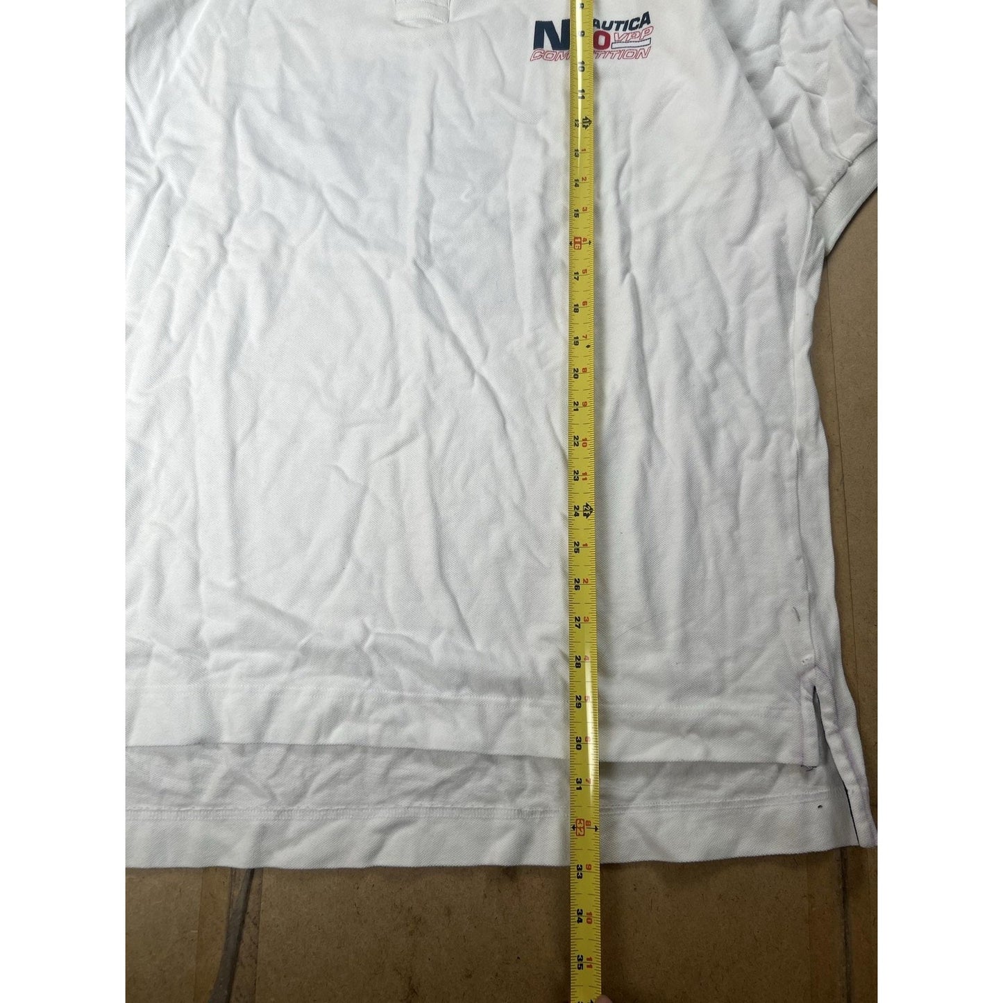 Nautica Shirt Mens 2XLT White Cotton Collared Big & Tall Competition Logo Pique