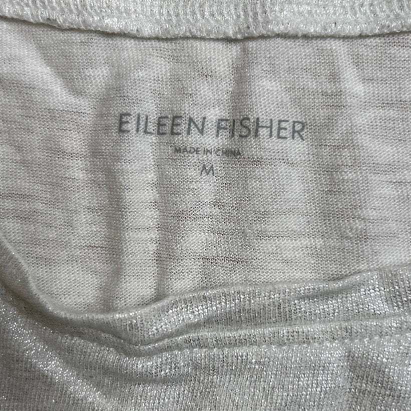 Eileen Fisher Organic Linen Jersey Tank White/Silver Women Size M