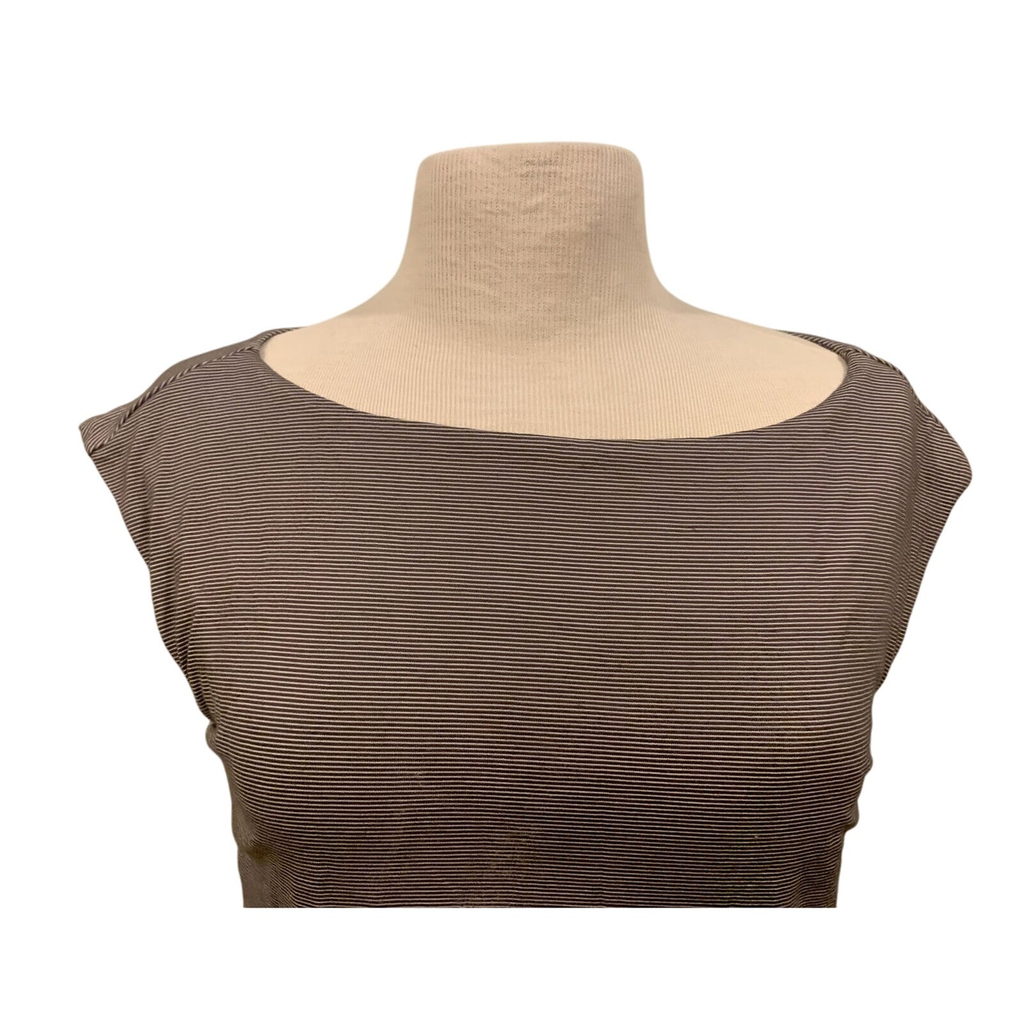 ATHLETA Westwood Micro Stripe Ruched Sleeveless Fitted Waist Dress Size S - EUC