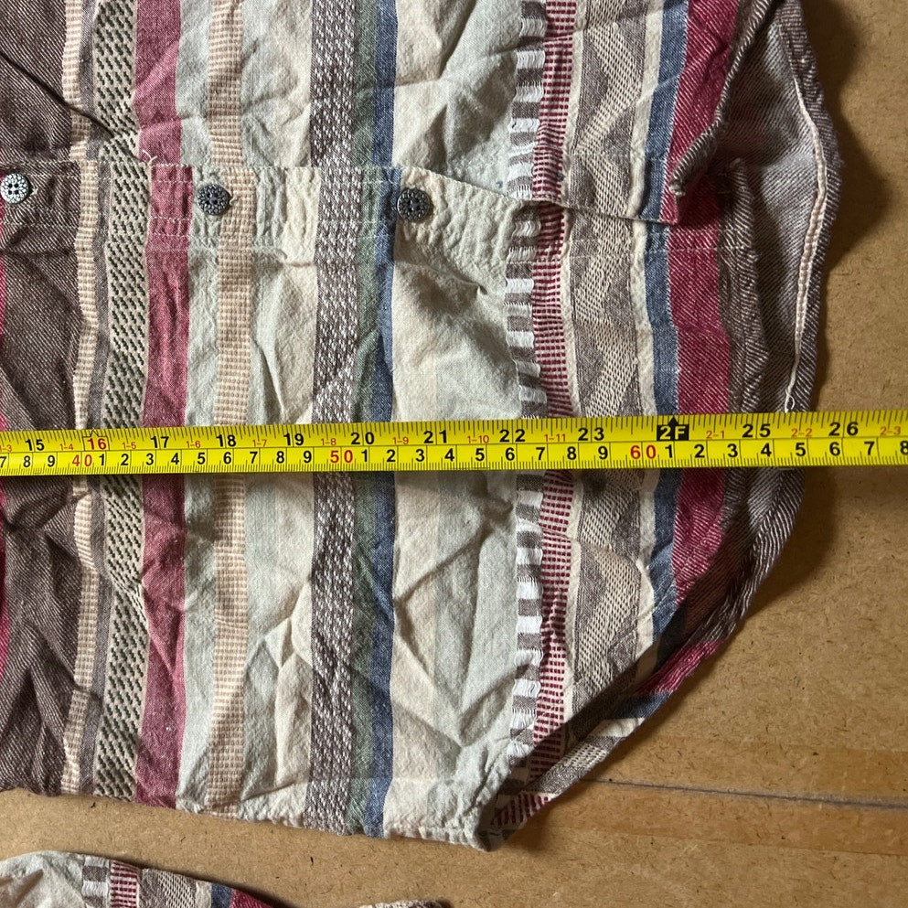 Vintage Kikomo Tribal Shirt Womens M Striped Button Up Long Sleeve