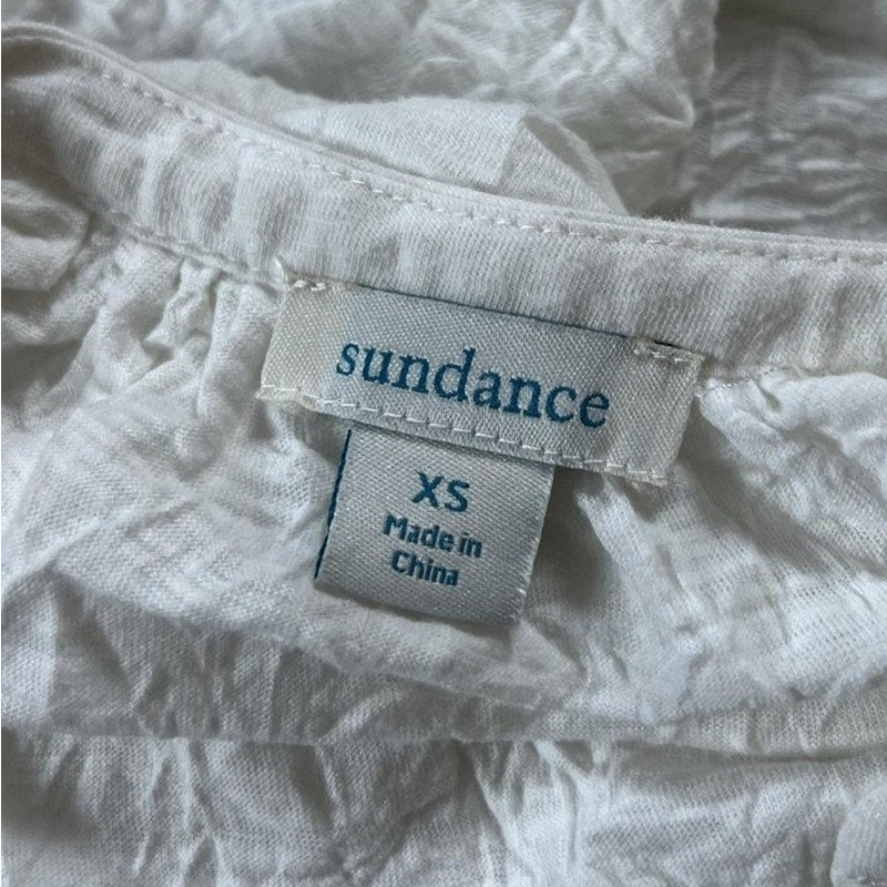 Sundance Tunic Womens XS White Crochet Cap Sleeve Round Neck Lightweight Boho