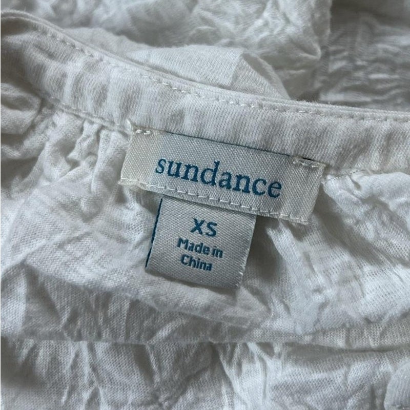 Sundance Tunic Womens XS White Crochet Cap Sleeve Round Neck Lightweight Boho