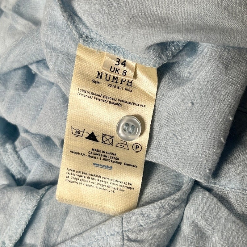 Numph Size 34 Blue Pocketed Women Long Dress