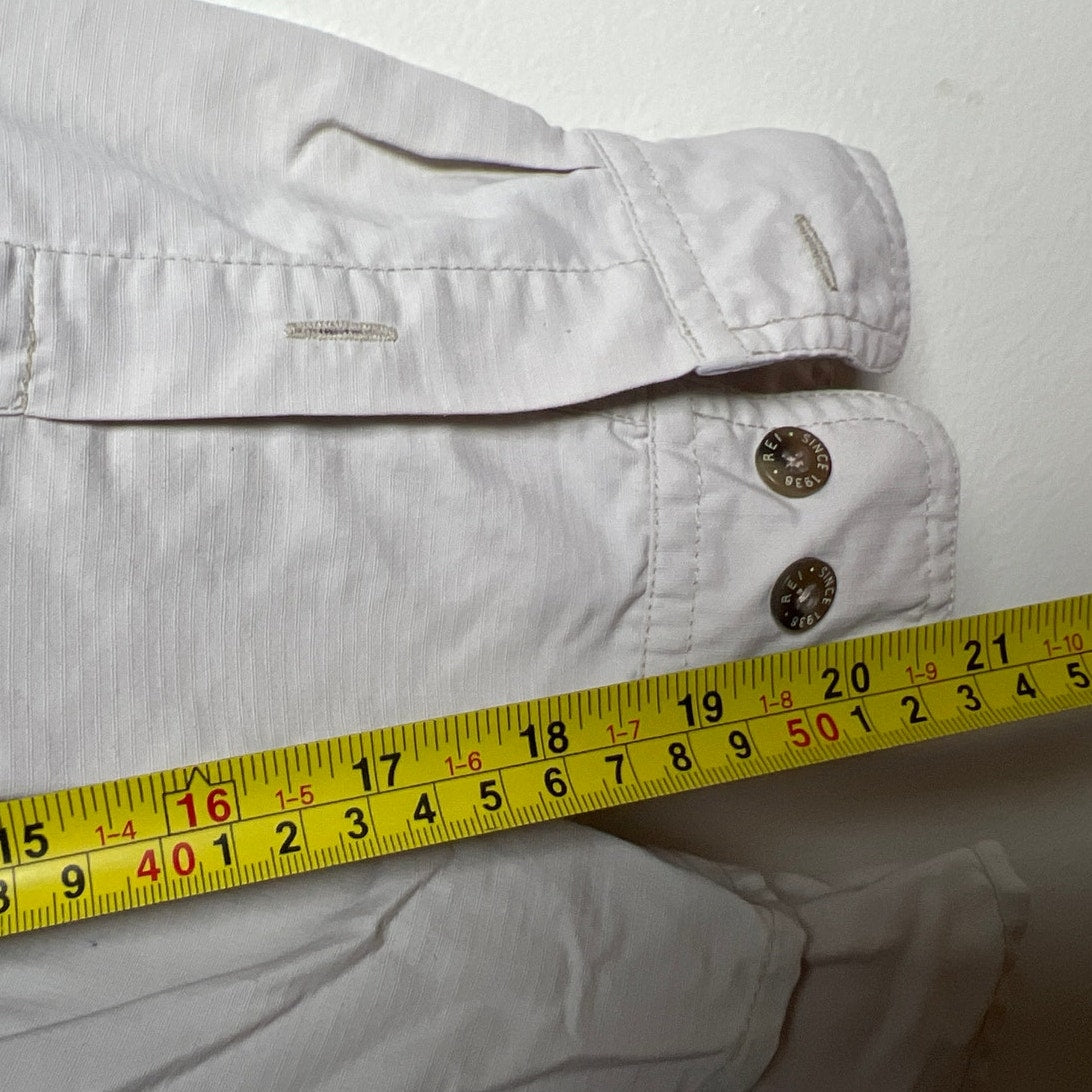 REI Shirt Men's XL Light Cream Button Up Vented Nylon Hiking