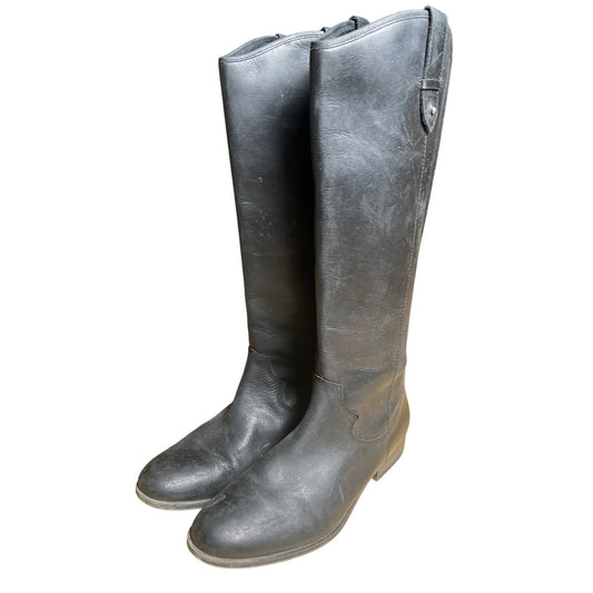 Frye & Co Tall Black Leather Pull On Equestrian Riding Boot Size 8