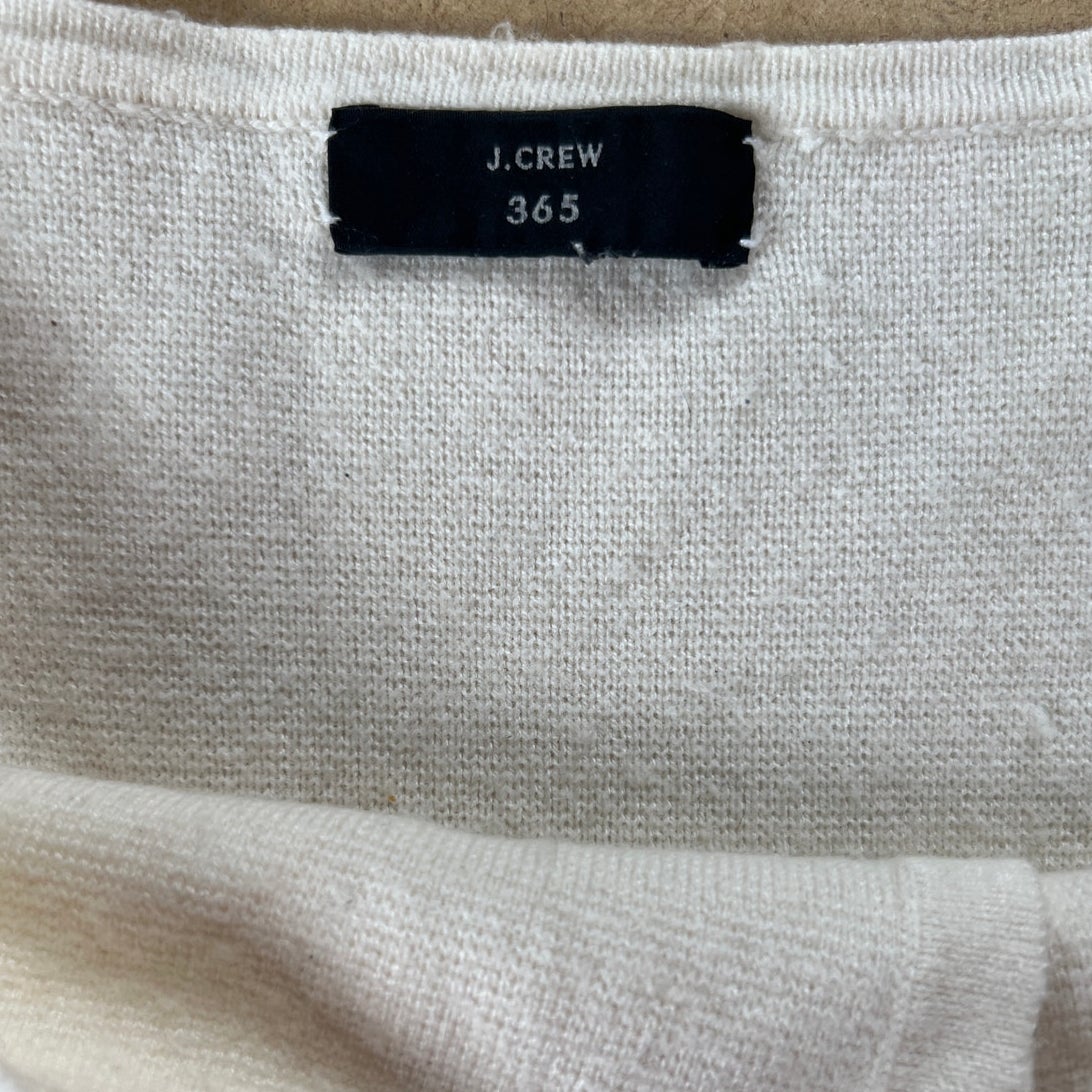 J. Crew 365 Womens Cotton Collared V-Neck Long Sleeve Cardigan White L