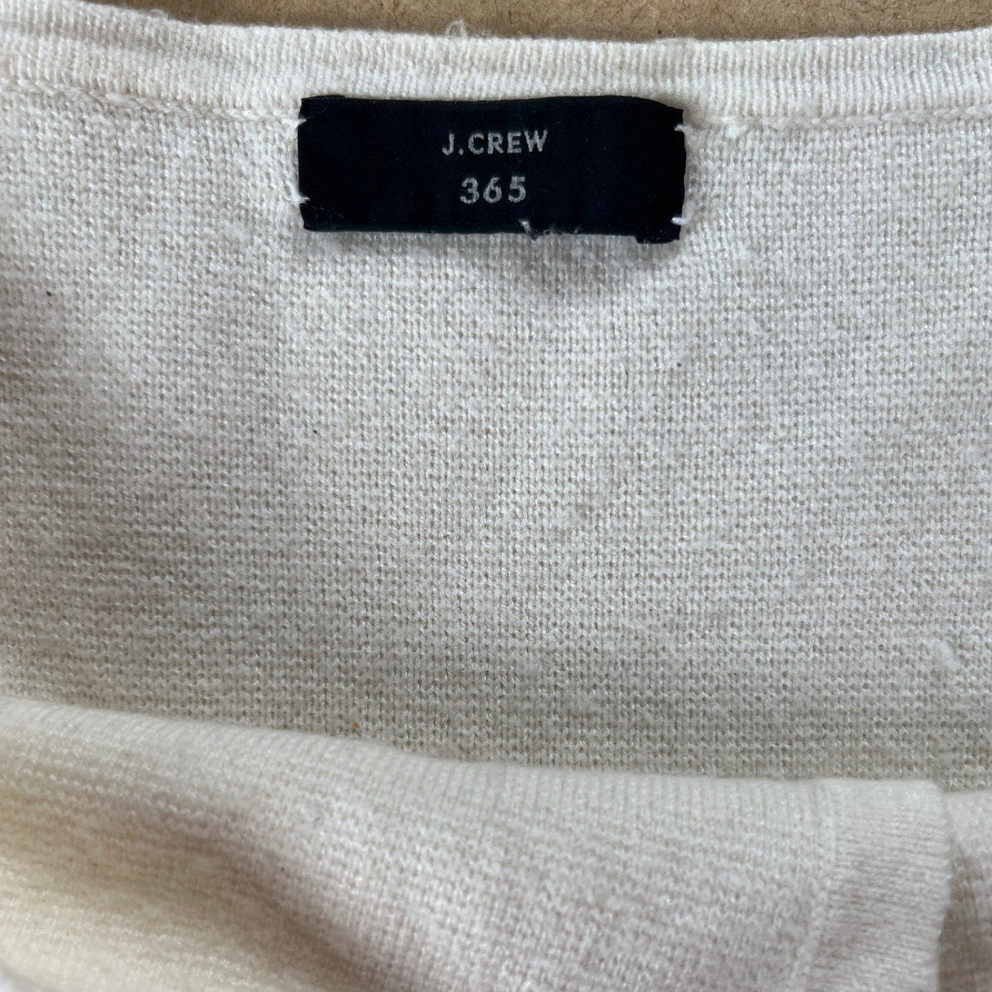 J. Crew 365 Womens Cotton Collared V-Neck Long Sleeve Cardigan White L
