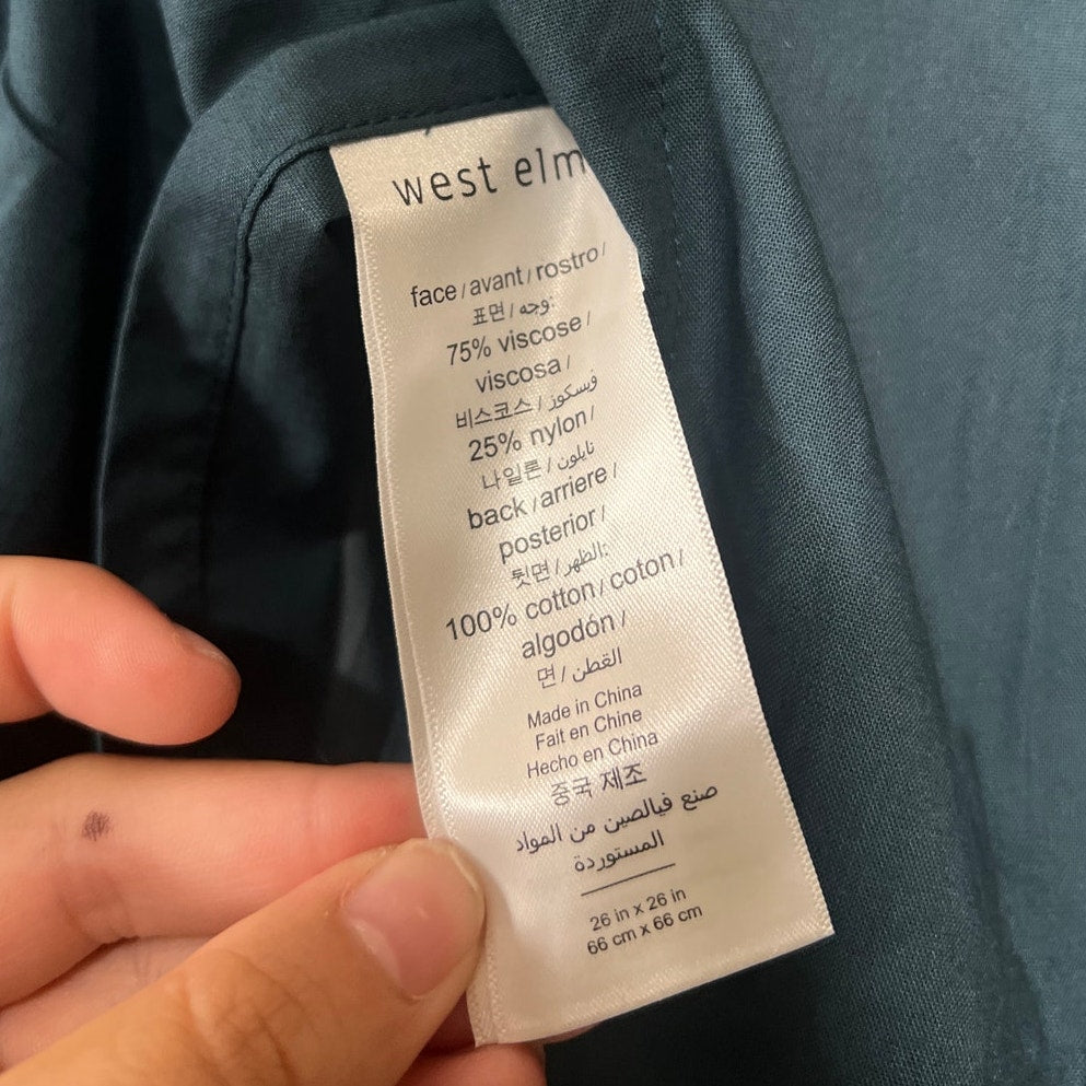 West Elm Set of 2 Navy Blue Velvet Pillow Case