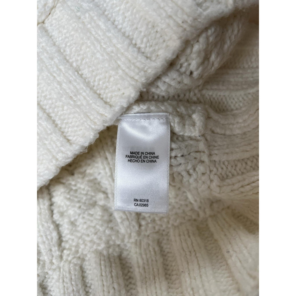 Lucky Brand Sweater Mens XL White Cable Knit Crew Neck Heavyweight Casual