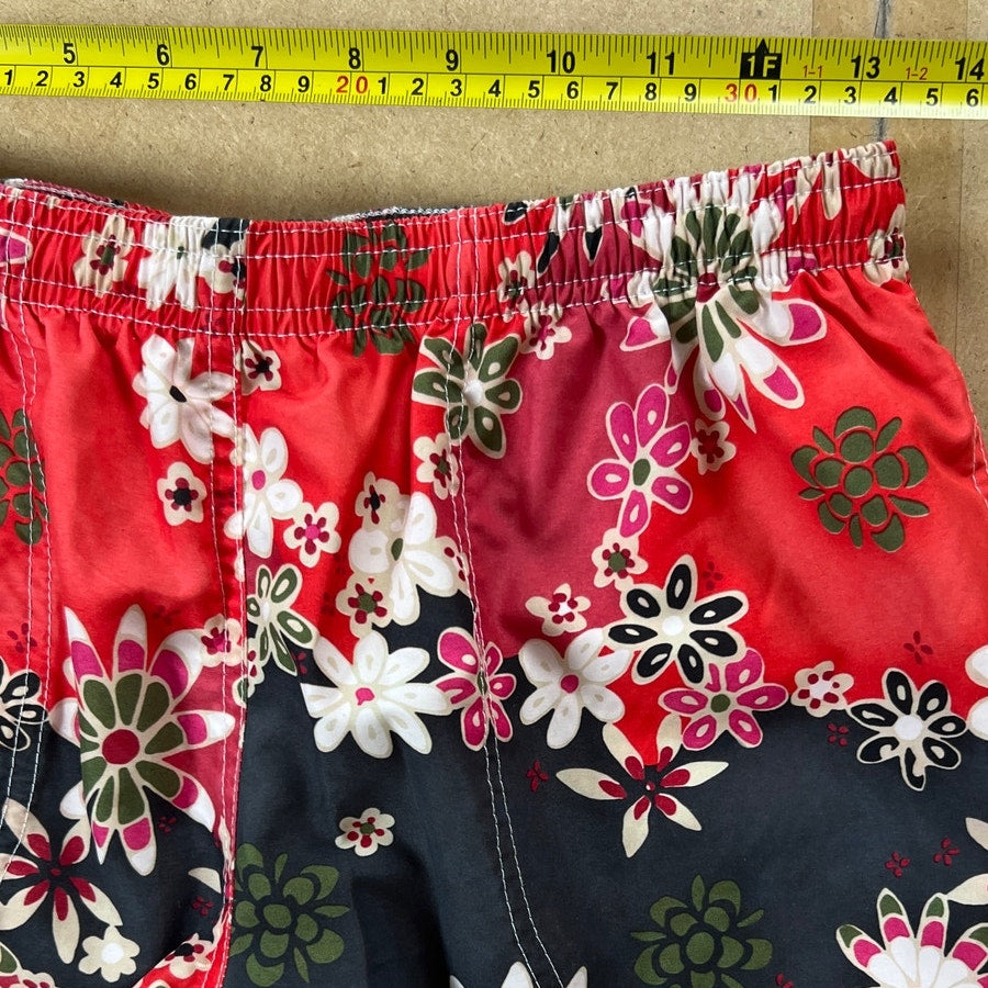 Kavu Red Floral Swim Activewear Shorts Women Size S