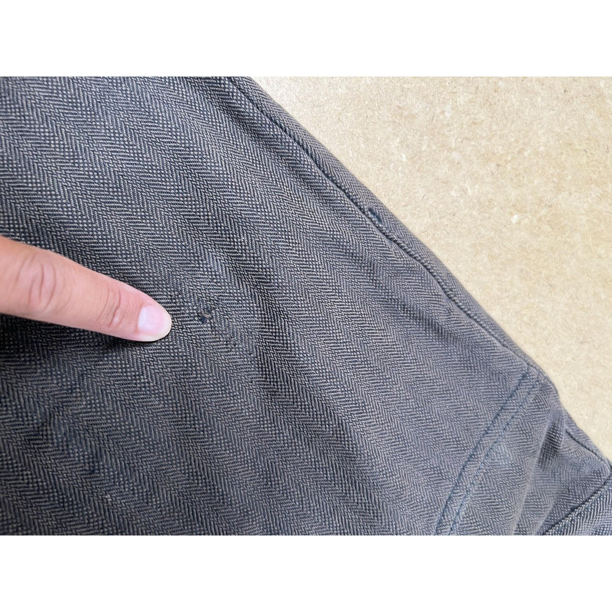 STOCK Pants Mens 33x32 Gray Chino Slim Denim Herringbone Cotton Flat Front