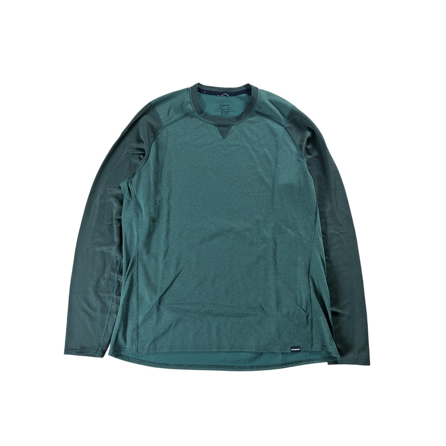 Patagonia Shirt Mens M Green Tagless Moisture Wicking Long Sleeve Crew Neck
