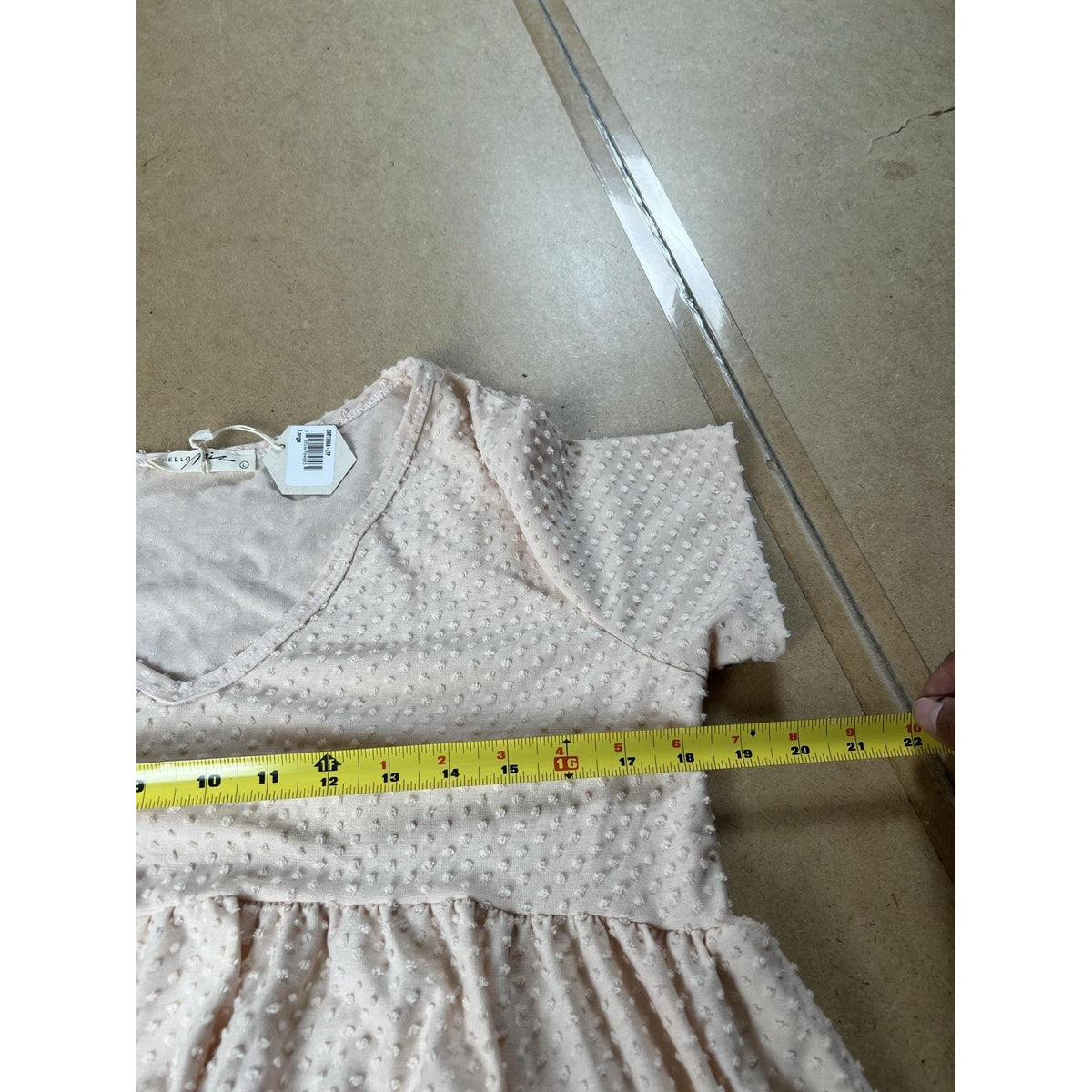 PinkBlush Blouse Womens L Pink V-Neck Short Sleeve Jersey Ruffle Polka Dot