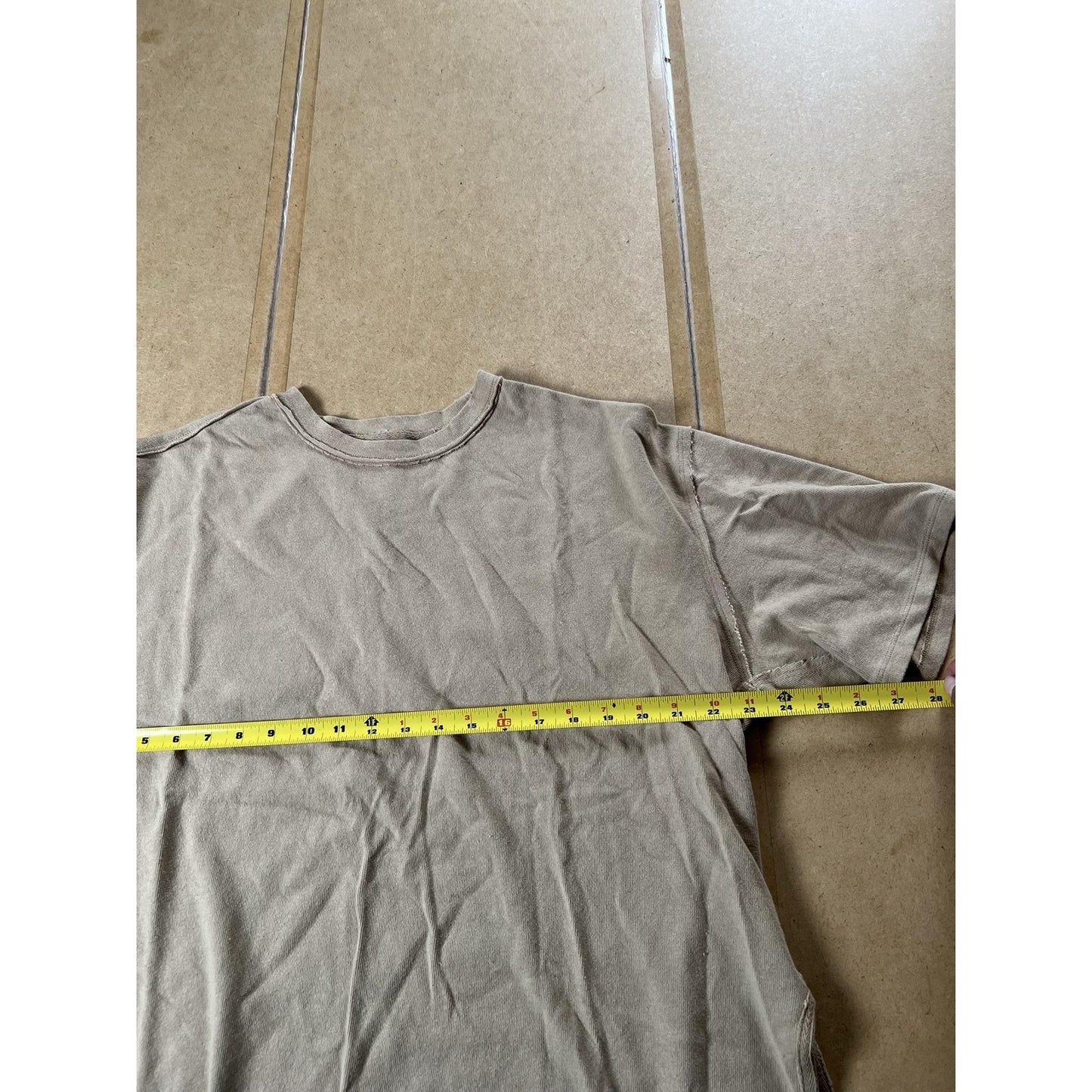 We The Free Shirt Mens XS Beige Cotton Crew Neck Oversized Relaxed Fit