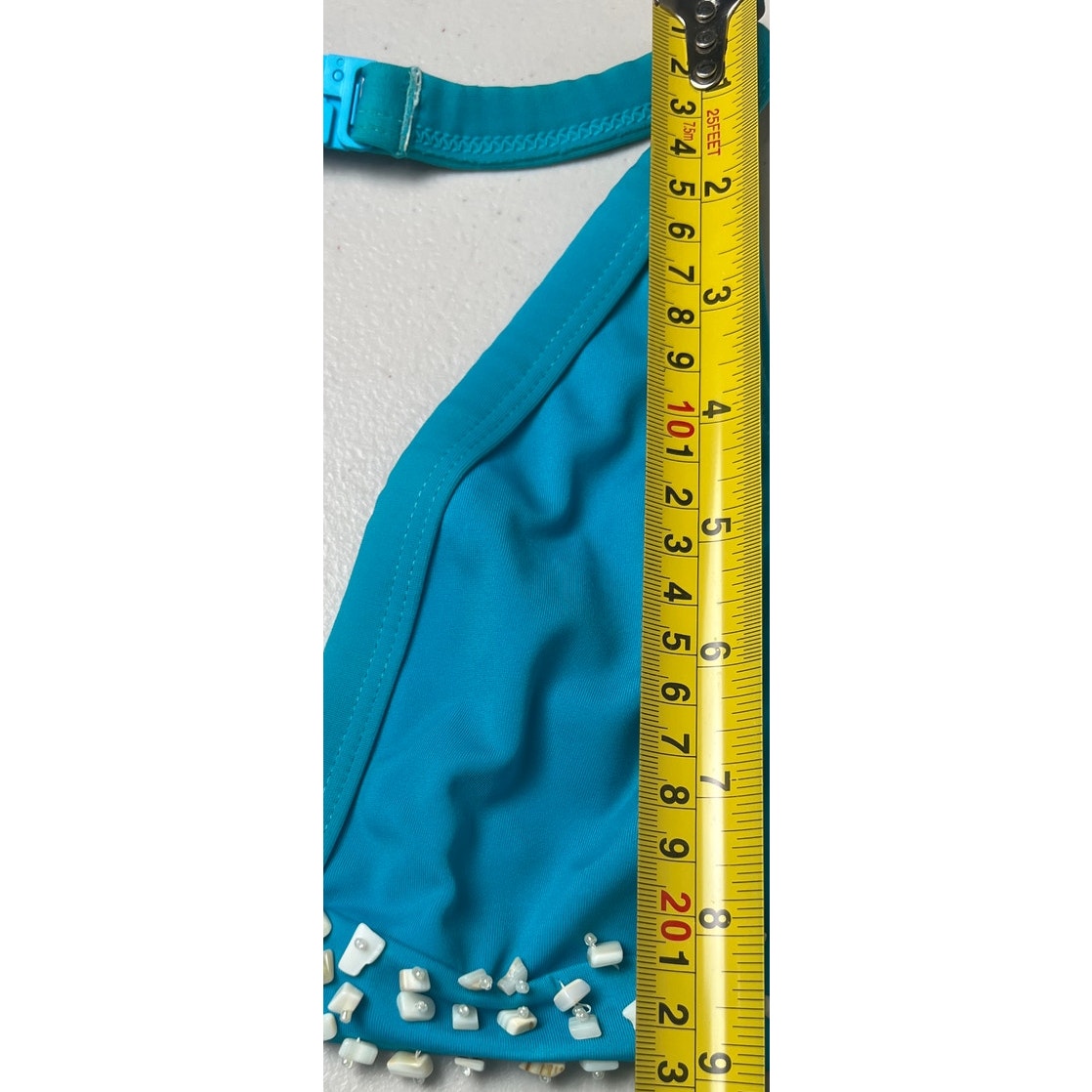 Blue Sequined Swim Top Size Medium Adjustable Strap