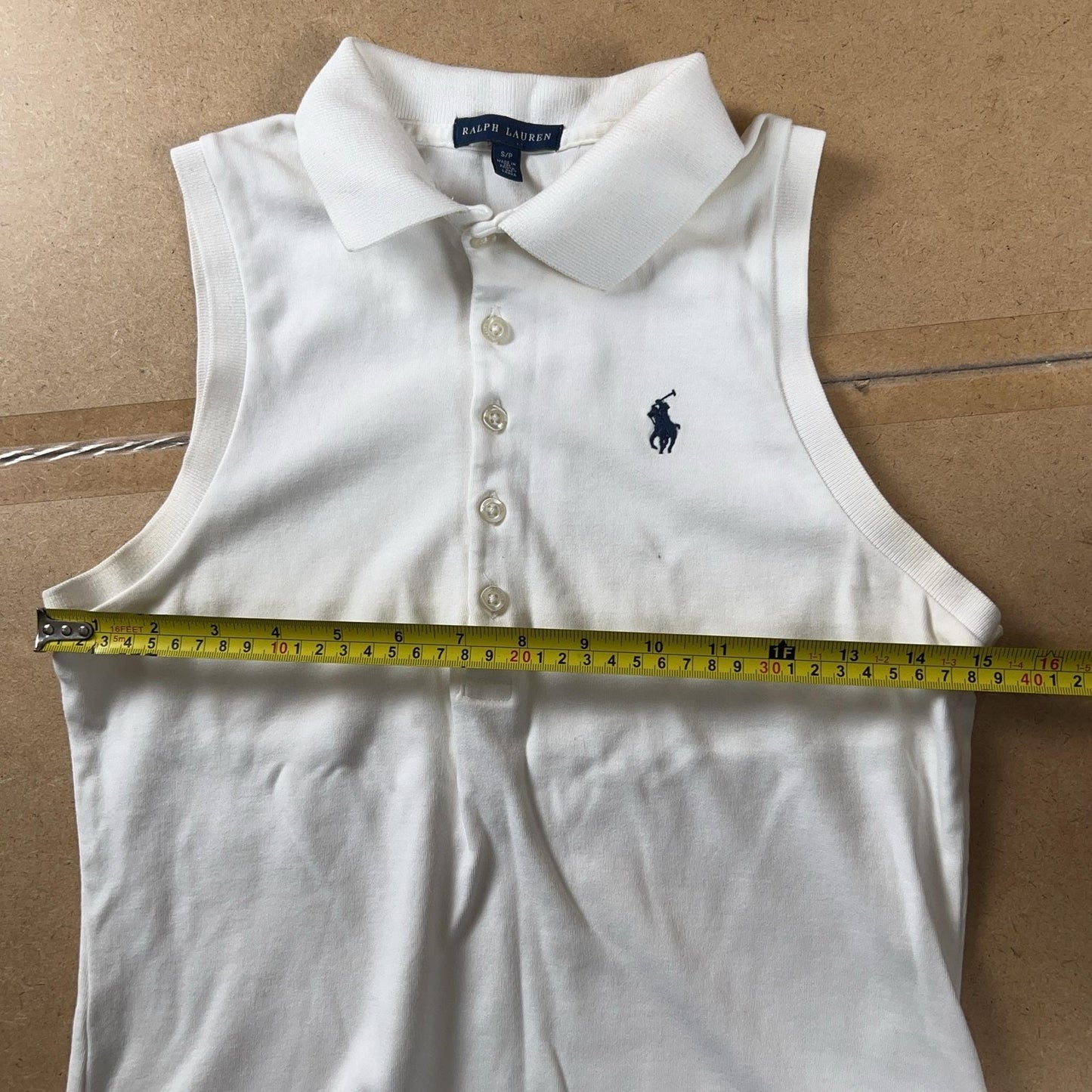 Ralph Lauren Polo Womens S White Sleeveless Collared Button Embroidered Pony