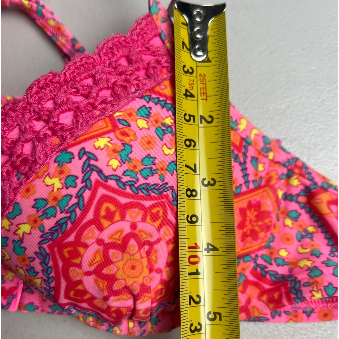Aerie 34A Swim Barbie Pink Paisley Bikini Top Nina