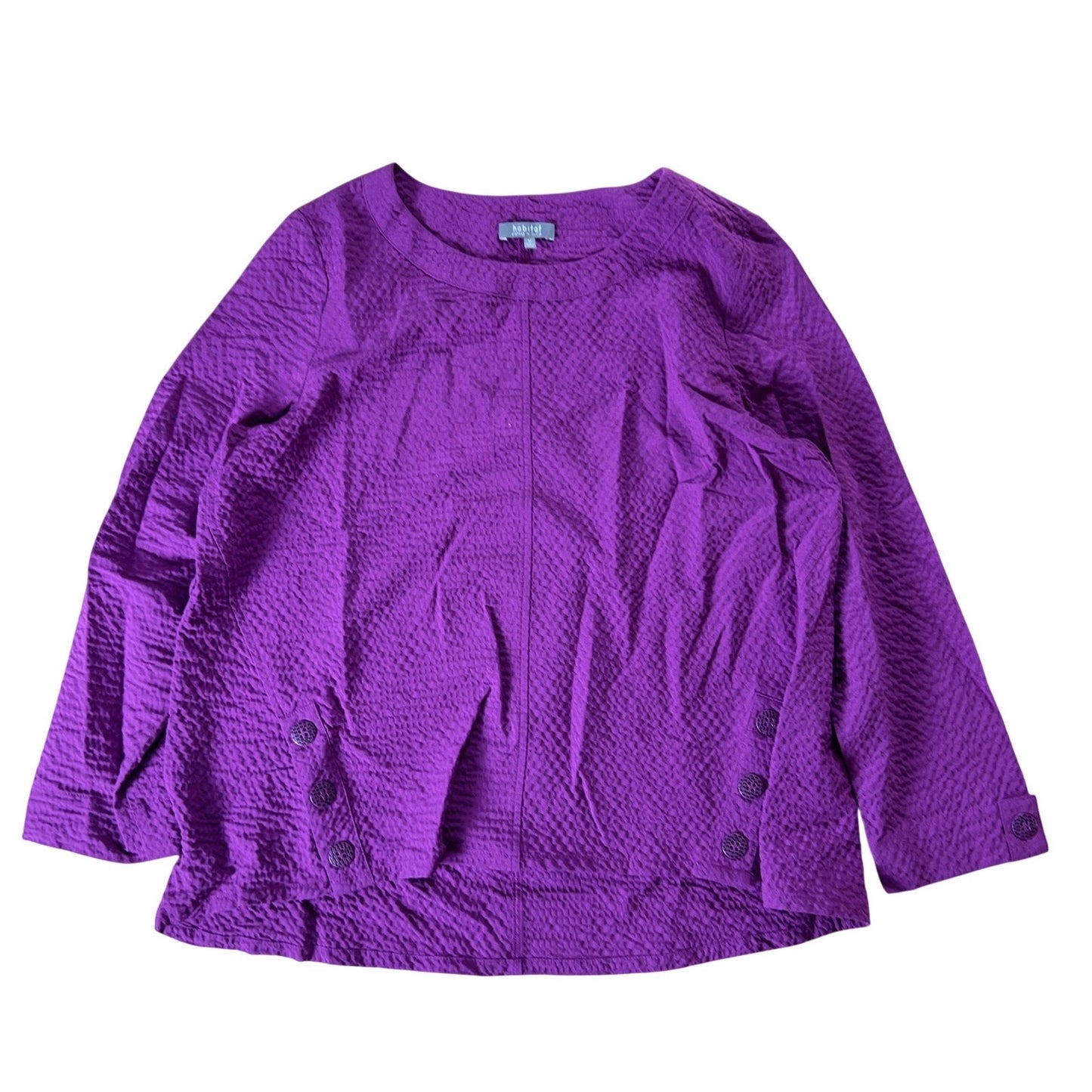 Habitat Shirt Jacket Women M Purple Seersucker Lightweight Pockets Button