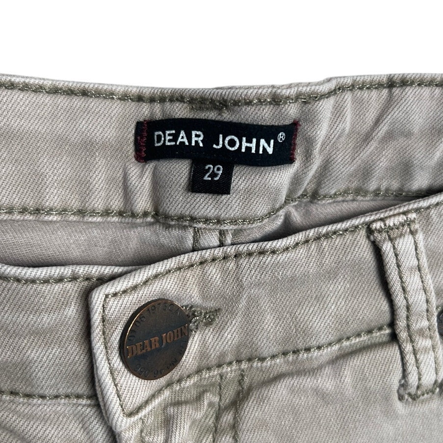 Dear John 29 Gray Faded Stretch Denim Shorts Distressed