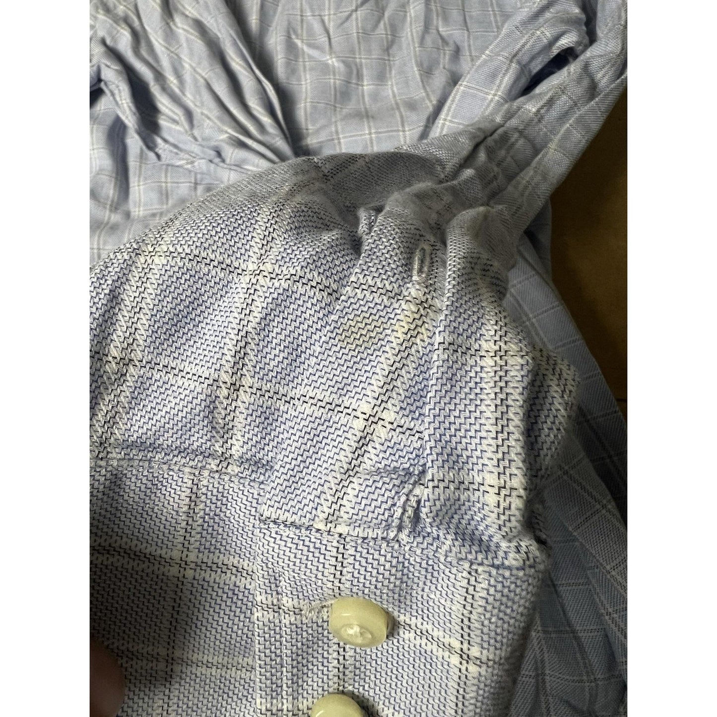 Jack Stone By Thomas Dean Shirt Mens XL Blue Check Long Sleeve Button Up Casual
