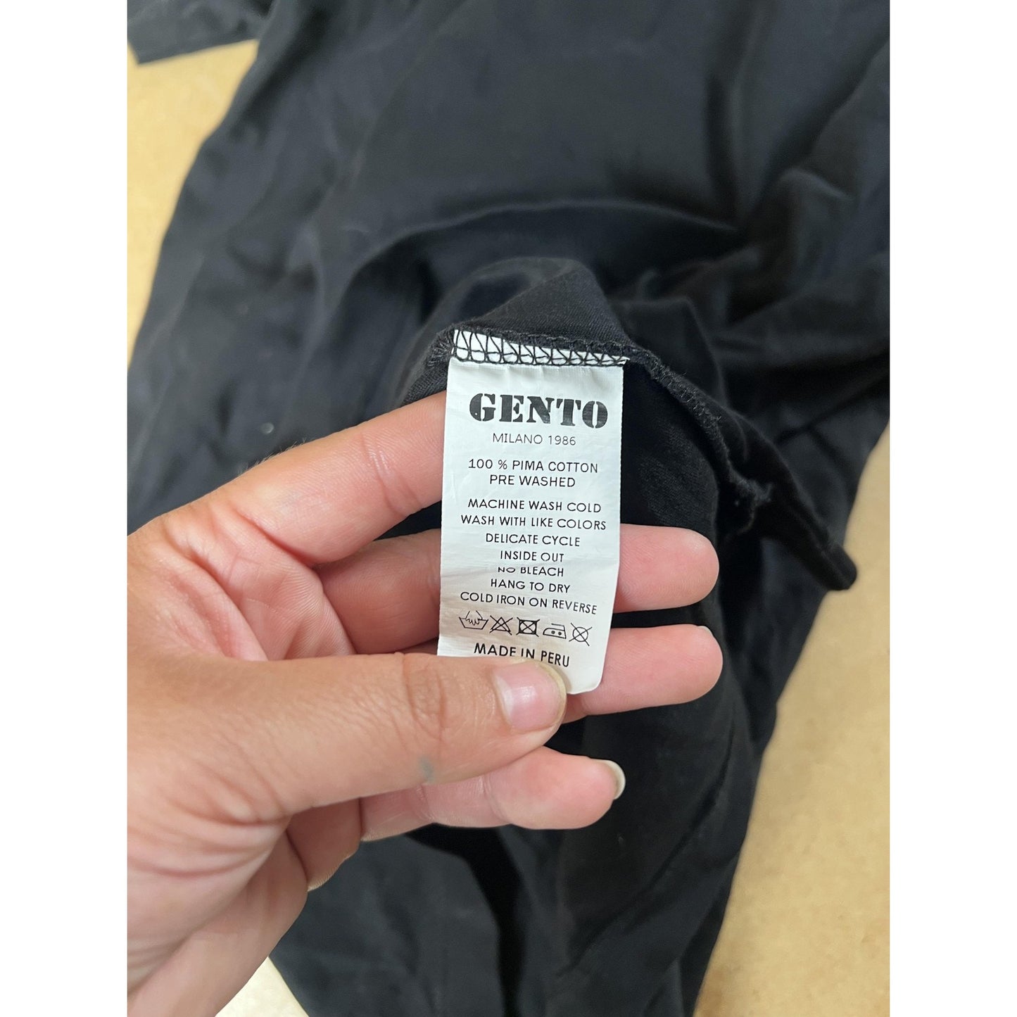 GENTO Shirt Mens Medium Black Cotton Crew Neck Preshrunk Jersey Short Sleeve