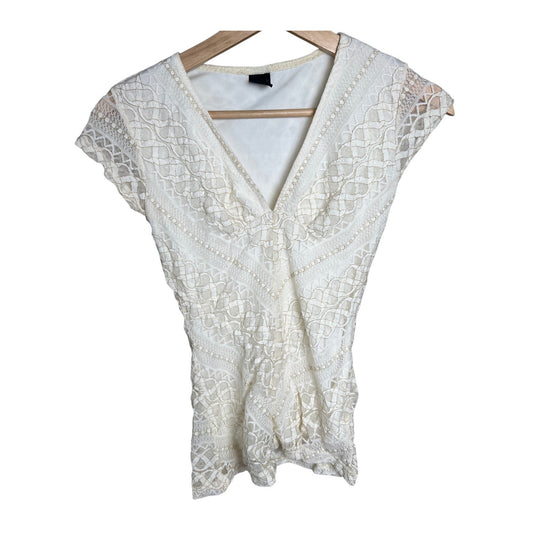 Y2K Wrapper White Lace Women Top Slim Fit *Dimensions In Picture*