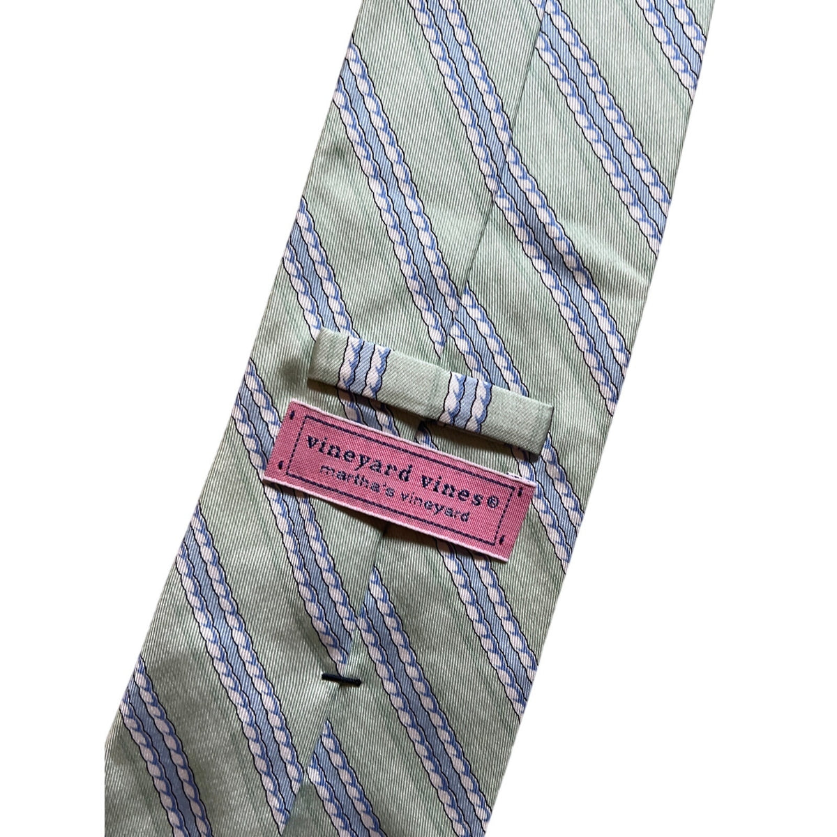 Vineyard Vines Men Green/Blue Striped Tie 100% Silk