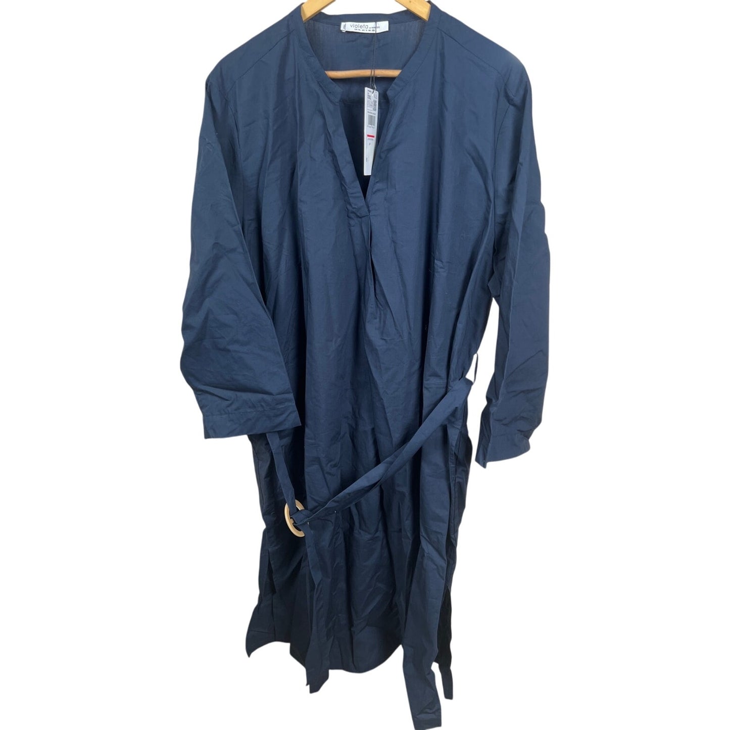 Violeta By Mango 2XL Oversized Navy Blue Dress W/ Adjustable Belt NWT