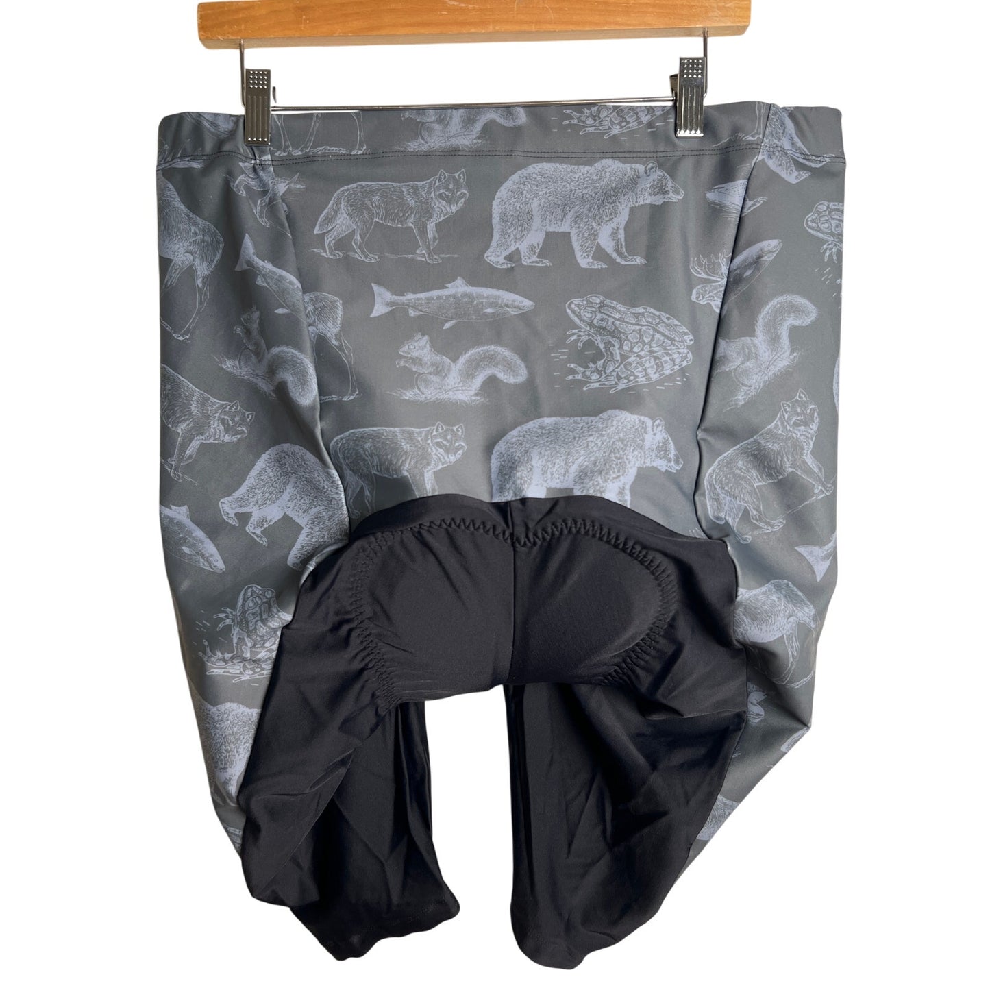 Podiumwear Cycling Shorts Mens 4XL Padded Bike Riding Gray Animal Print