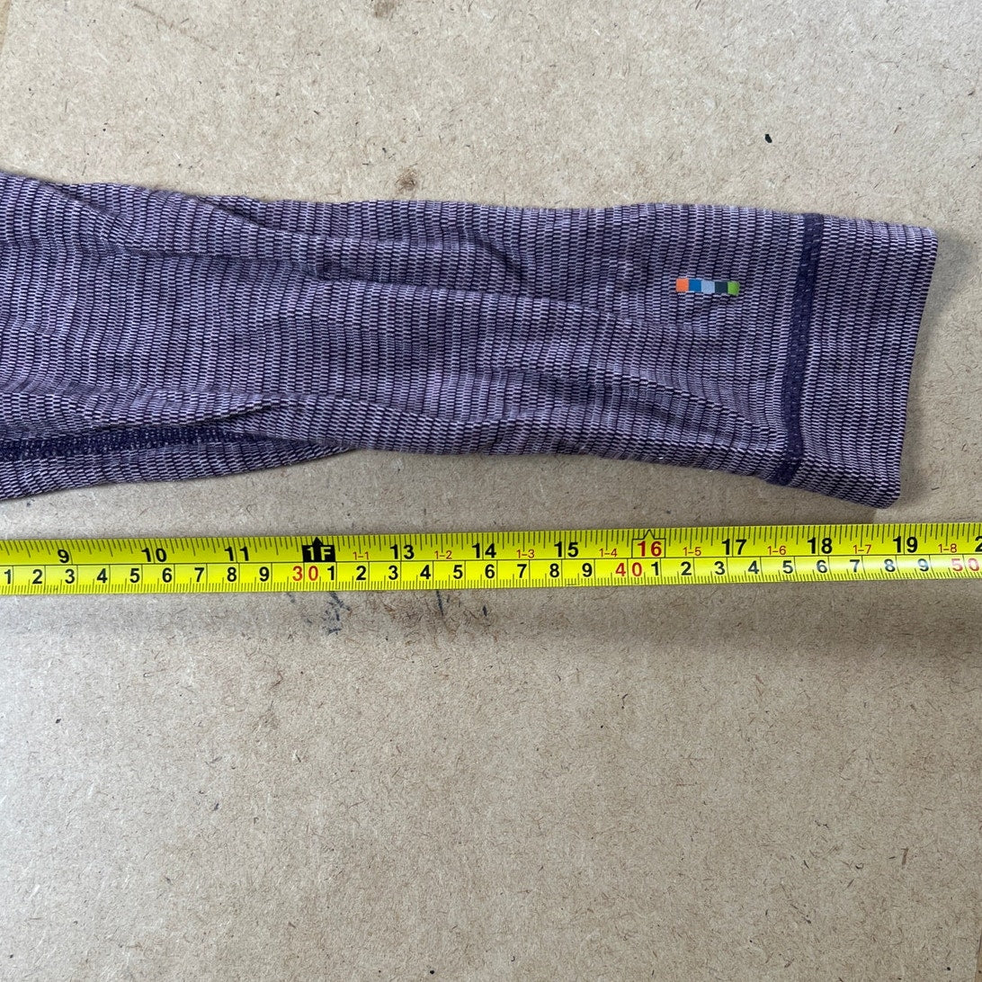 Smartwool Women Purple Merino Wool 1/4 Zip Striped Long Sleeve Sweater