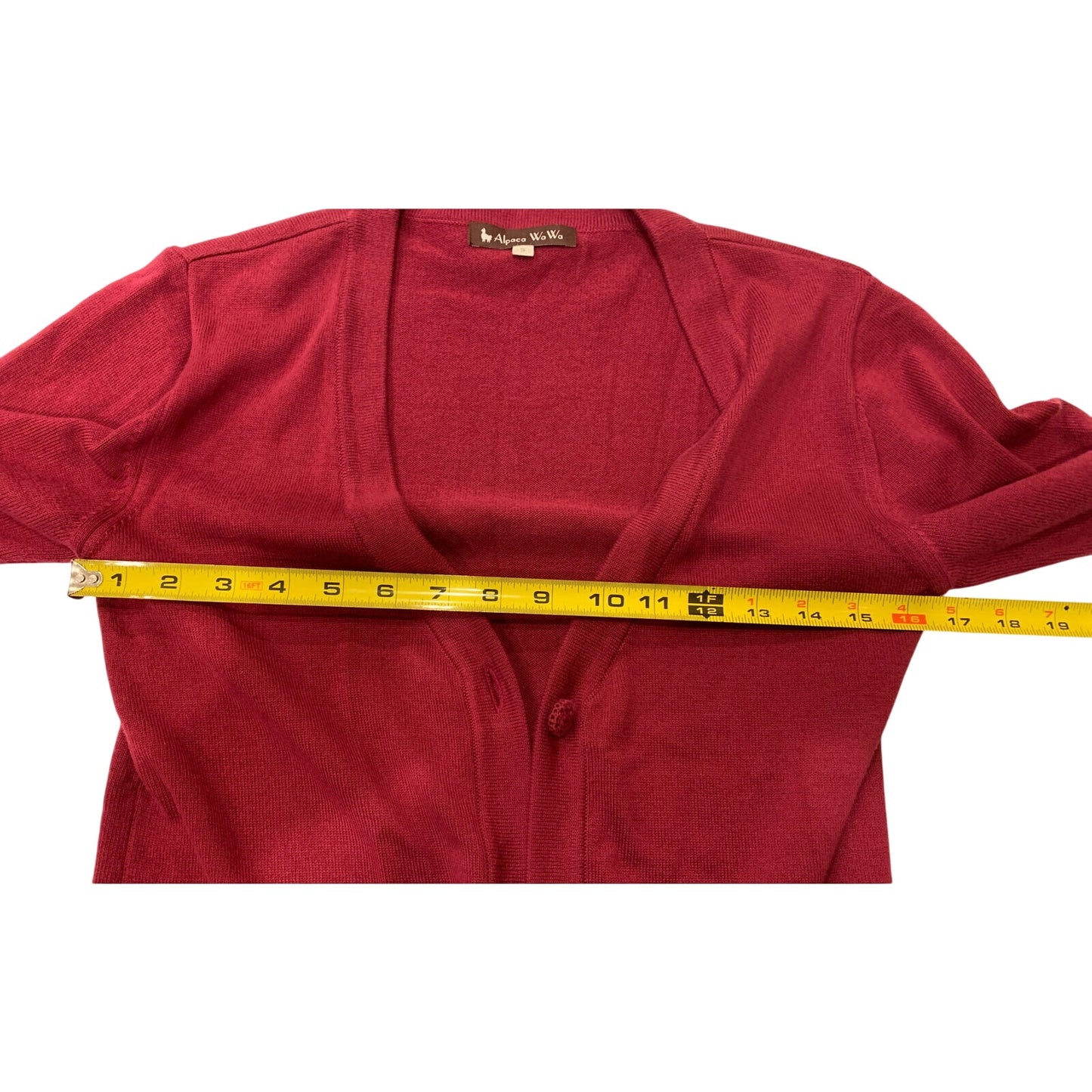 Alpaca Wawa Alpaca Blend Cardigan Sweater Red Button Up Women's Size S - EUC