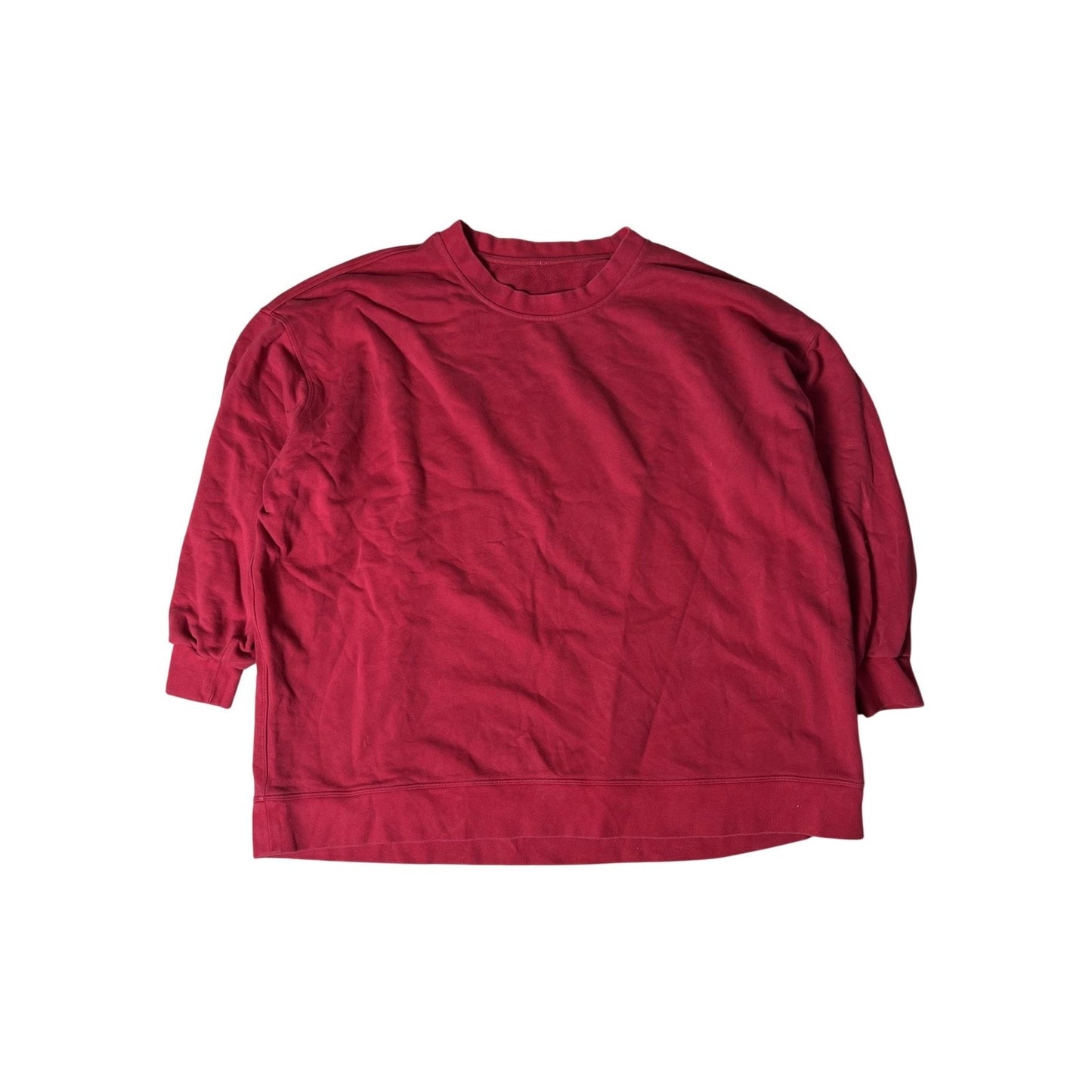 Sweater Unisex XL Red Pullover Crew Neck Cotton Blend Fleece Relaxed Casual