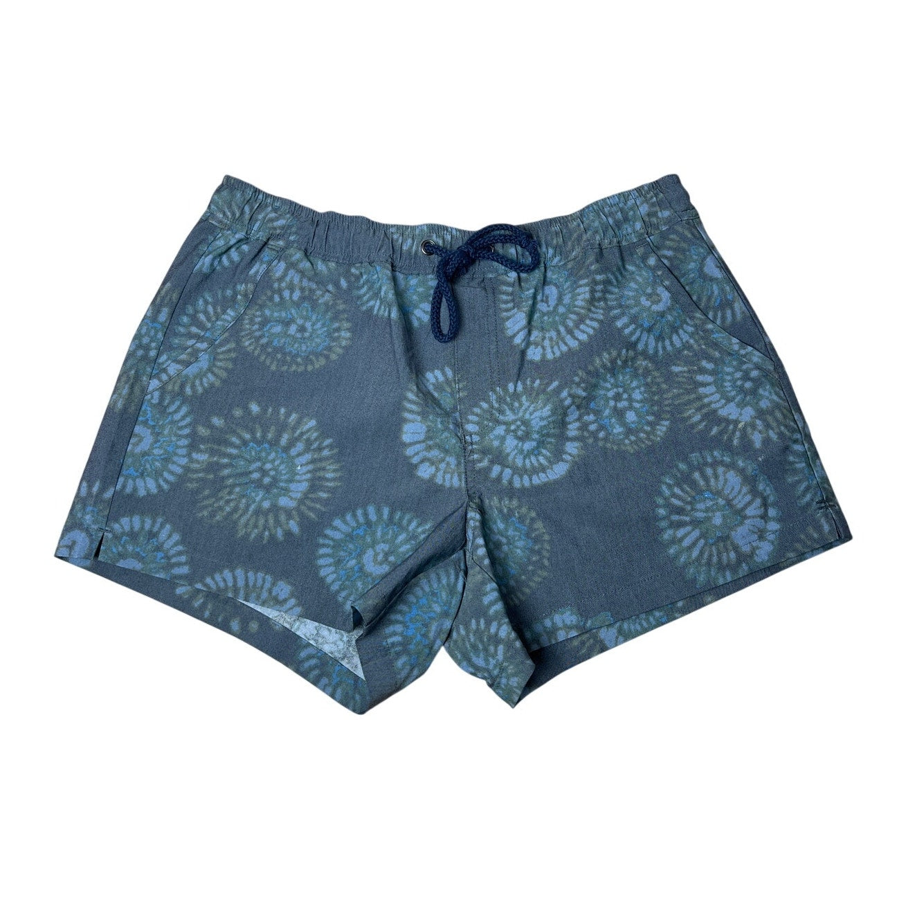 Toad Co Shorts Men Small Blue Organic Cotton Blend Stretch Geometric Drawstring