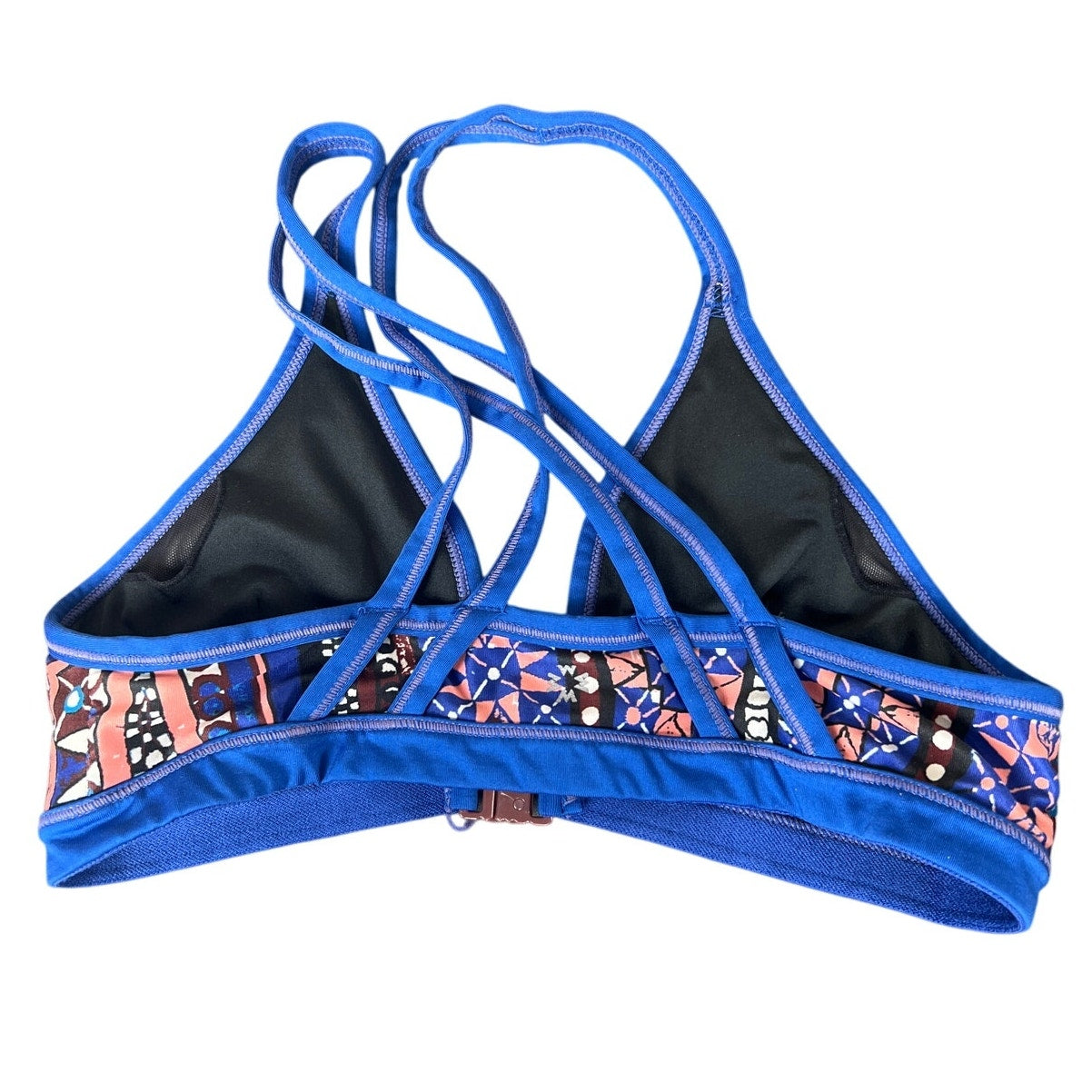 Unbranded Blue Multicolor Tribal Pattern Blue Swim top *Dimensions in Pictures*