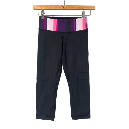 Lululemon Core Kicker Crop Black/Assorted Stripes Leggings Size 4
