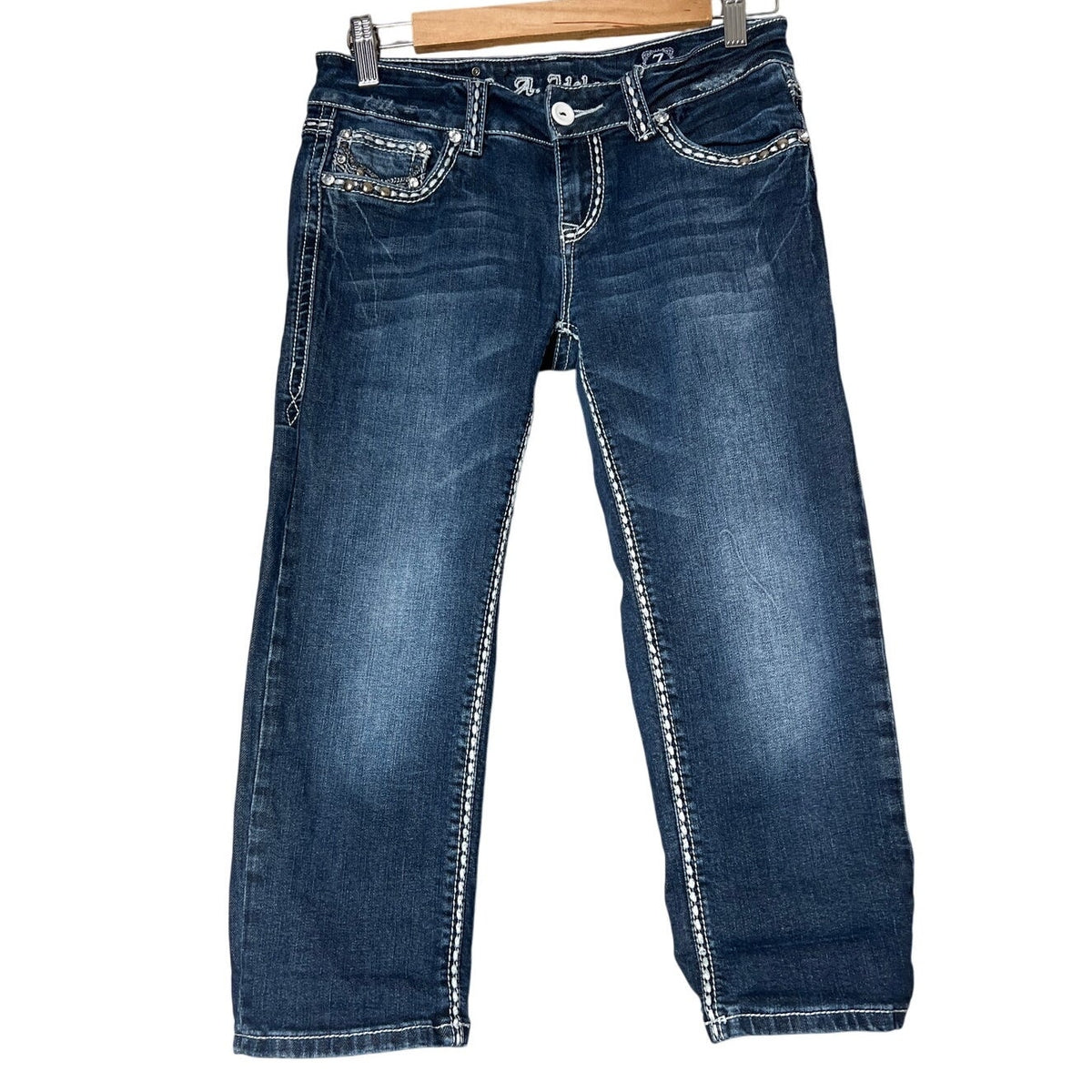 L.A. Idol USA Embellished Large Stitch Jeans Size 7 Women's