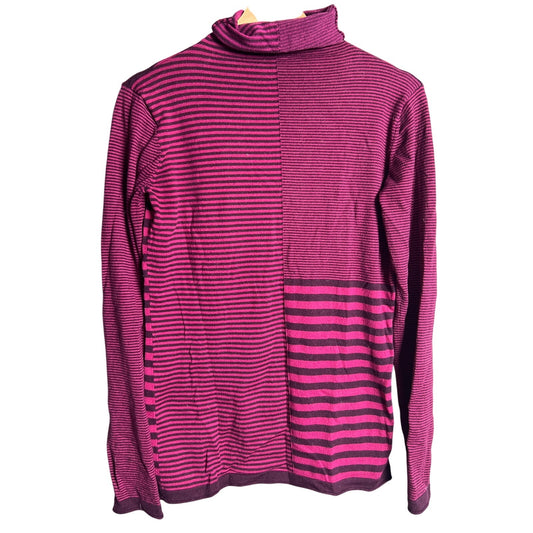 Title Nine Vibrant Pink and Purple Striped Knit Top Women's Size M